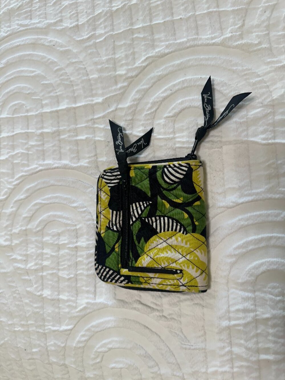 Vintage Vera Bradley Green Floral Zip Around Wallet